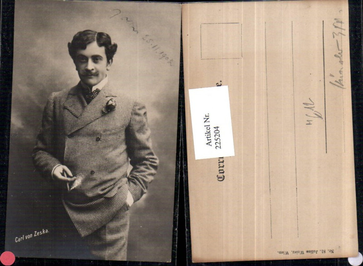 225204,Schauspieler Carl von Zeska Zigarre Zigarette