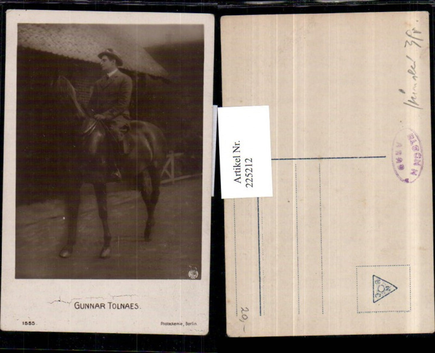 225212,Schauspieler Gunnar Tolnaes m. Pferd