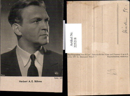 225218,Schauspieler Herbert A. E. Böhme Portrait pub Ross Berlin