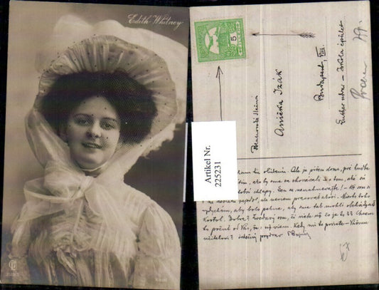 225231,Schauspielerin Edith Whitney Hut Hutmode Portrait