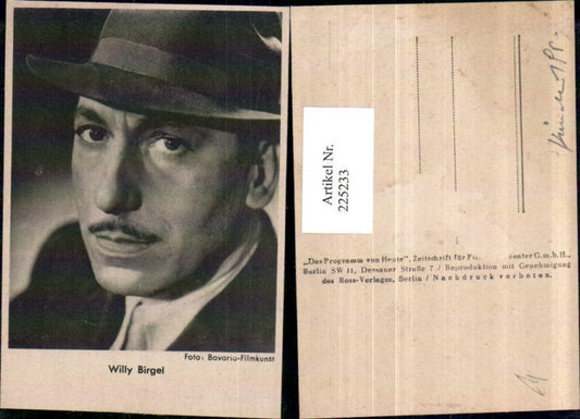 225233,Schauspieler Willy Birgel m. Hut Portrait