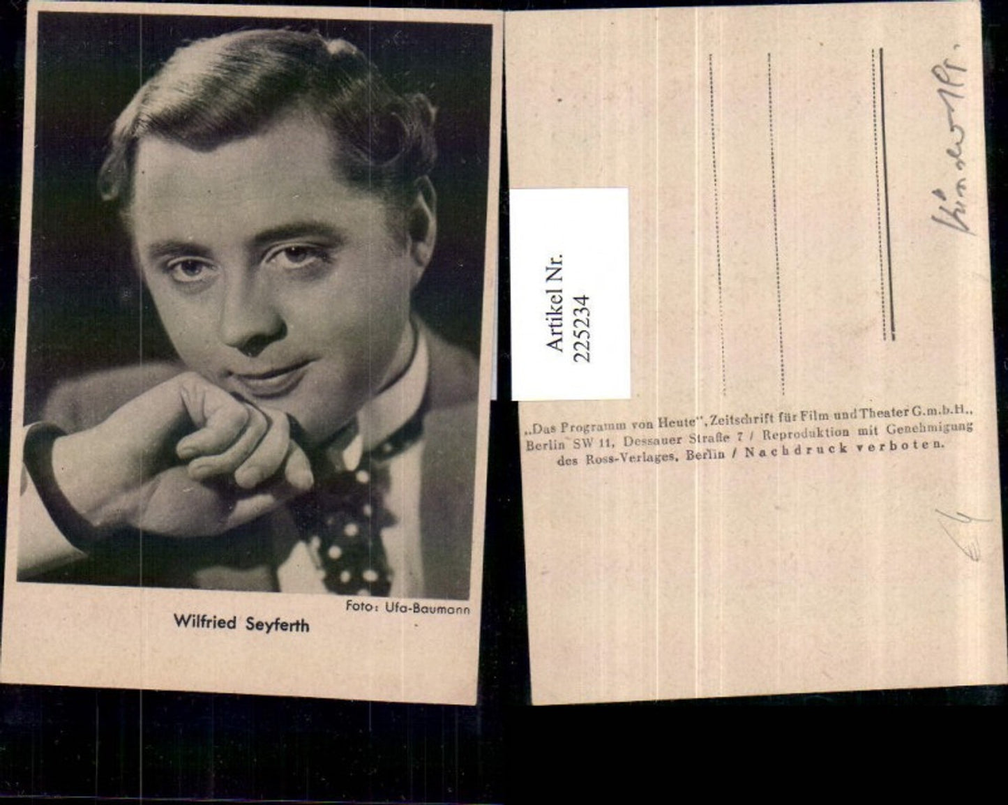 225234,Schauspieler Wilfried Seyferth Portrait