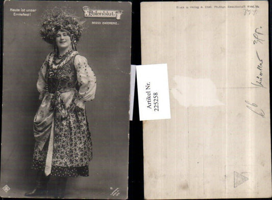 225258,Schauspielerin Mizzi Zwerenz m. Kleid Hut Hutmode in Polenblut