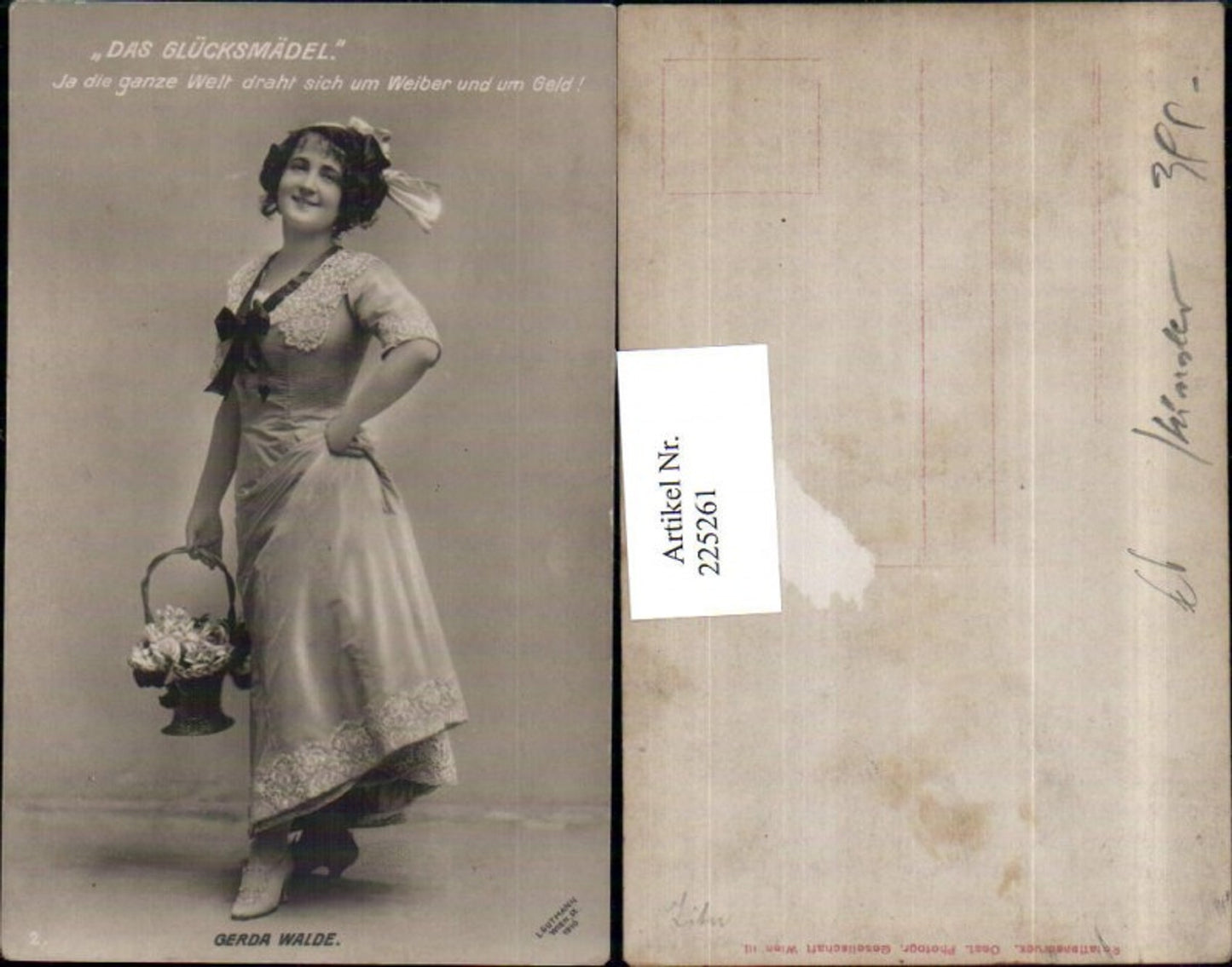 225261,Schauspielerin Gerda Walde in Das Glücksmädel Kleid Korb