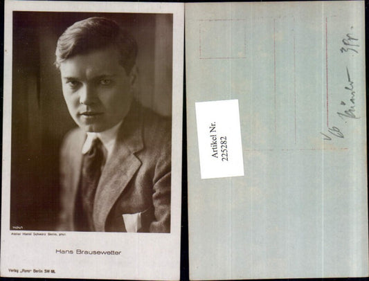 225282,Schauspieler Hans Brausewetter Portrait pub Ross Berlin
