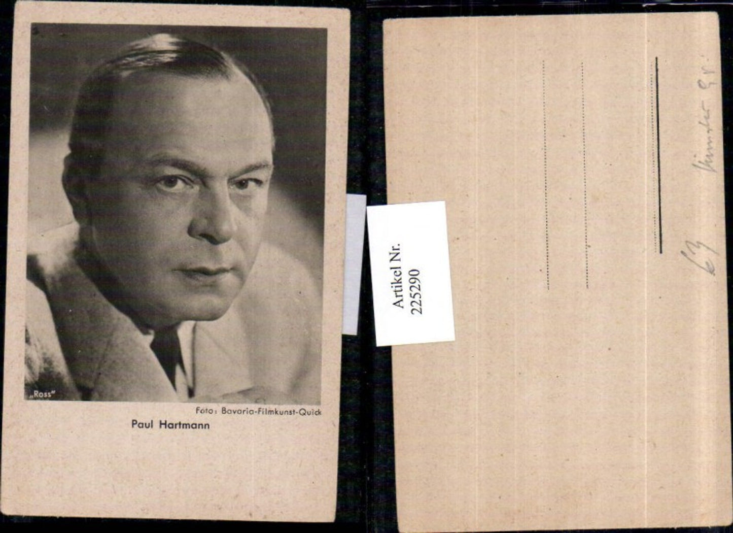 225290,Schauspieler Paul Hartmann Portrait pub Ross Berlin