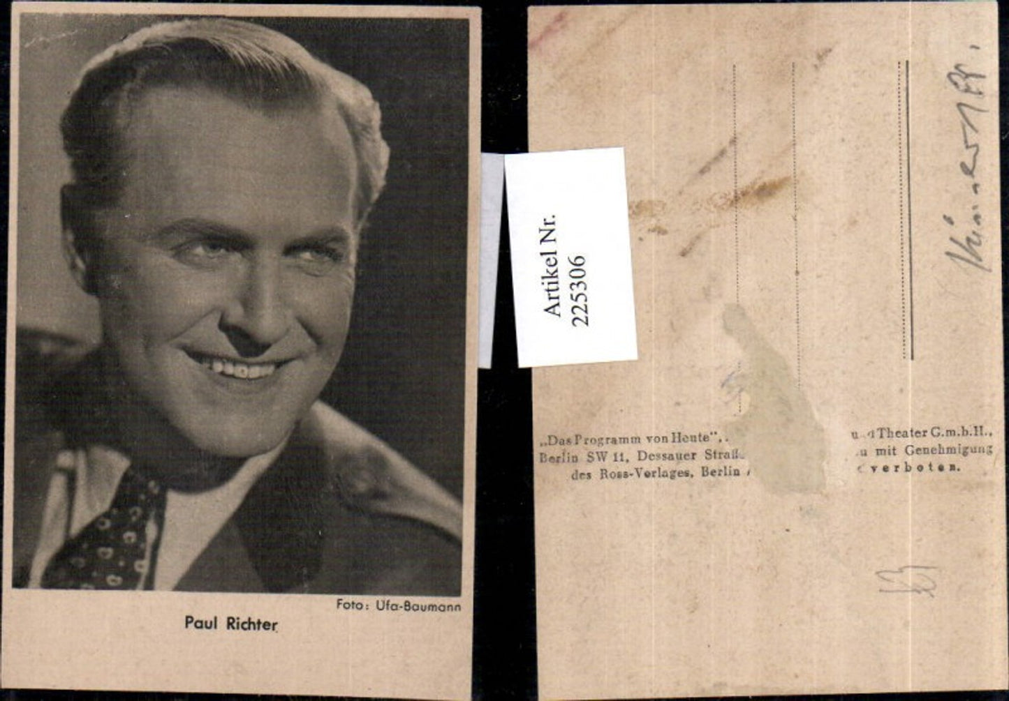 225306,Schauspieler Paul Richter Portrait