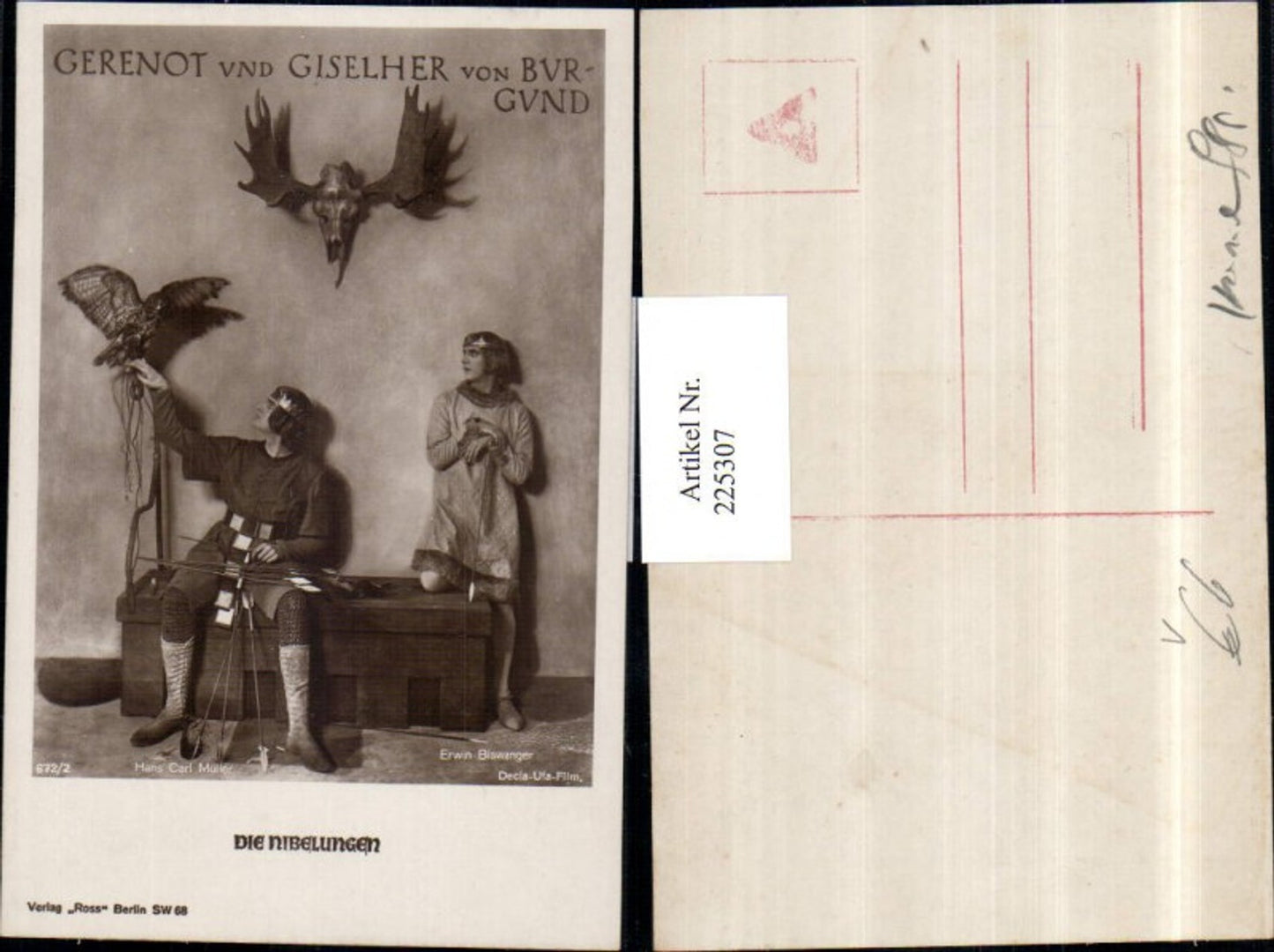 225307,Schauspieler Hans Carl Müller u. Erwin Biswanger Gerenot und Giselher von Burgrund in Die Nibelungen pub Ross Be