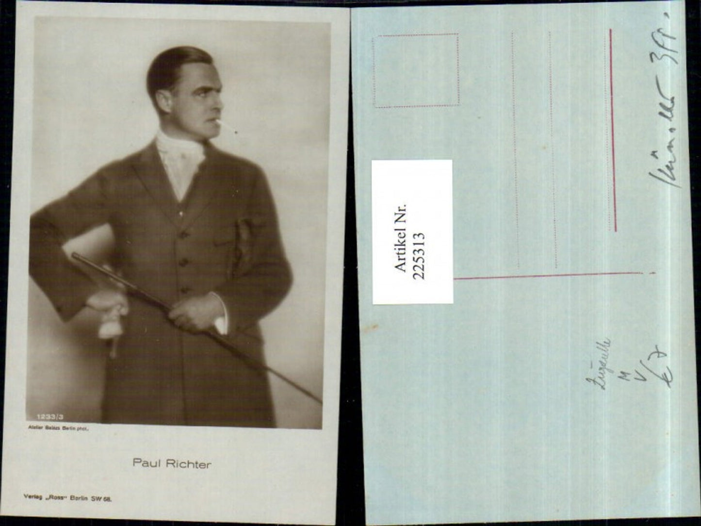 225313,Schauspieler Paul Richter m. Zigarette pub Ross Berlin 1233/3