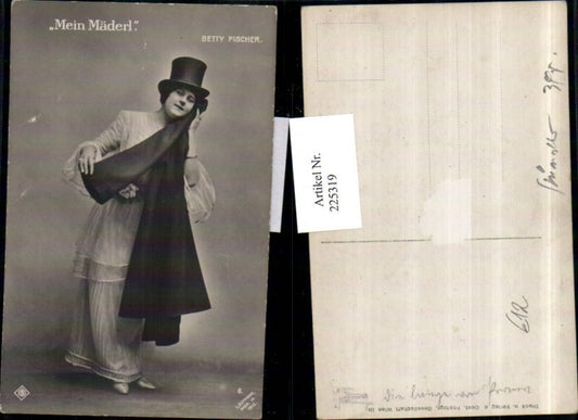 225319,Schauspielerin Betty Fischer in Mein Mäderl m. Hut Kleid