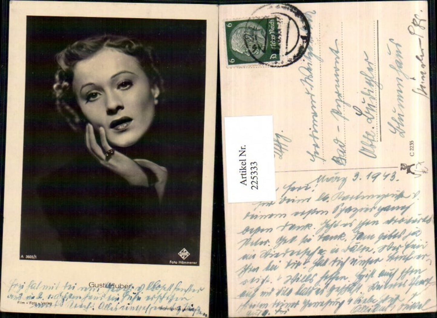 225333,Schauspielerin Gusti Huber pub Foto Hämmerer A 3605/1