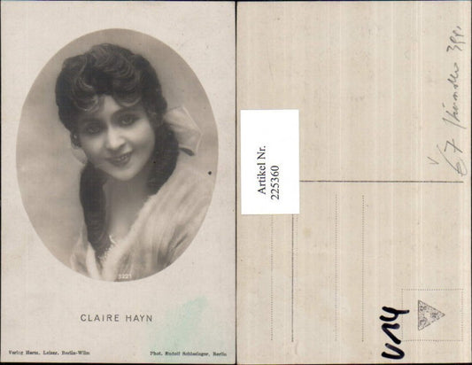 225360,Schauspielerin Claire Hayn Portrait pub Herm. Leiser Berlin 3221