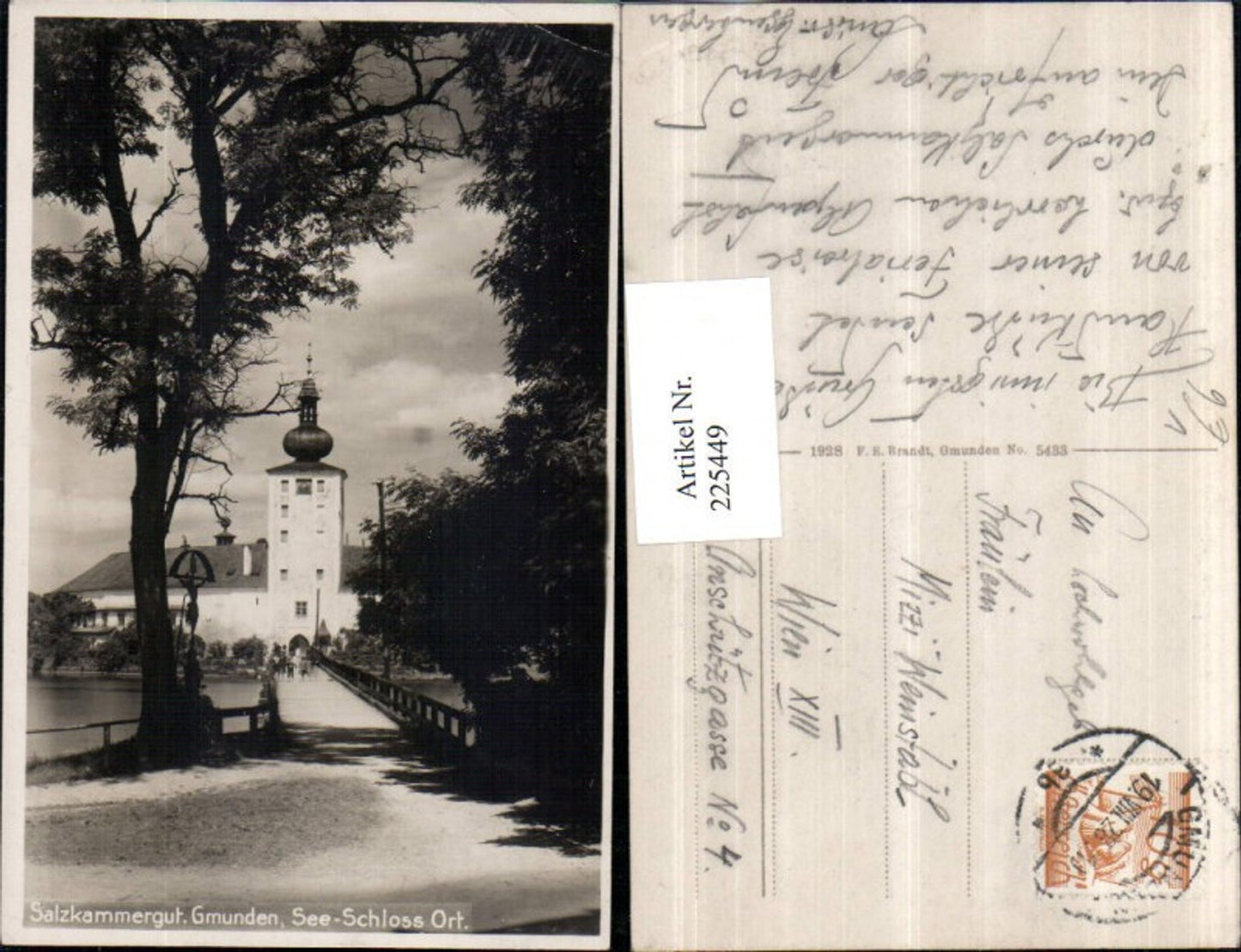 225449,Salzkammergut Gmunden See Schloss Orth pub F. E. Brandt 5433