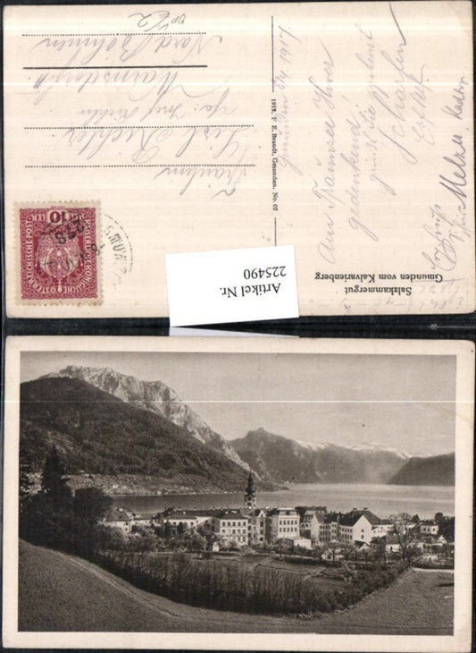 225490,Salzkammergut Gmunden v. Kalvarienberg Teilansicht pub F. E. Brandt 02 Bahnpost Zug 278