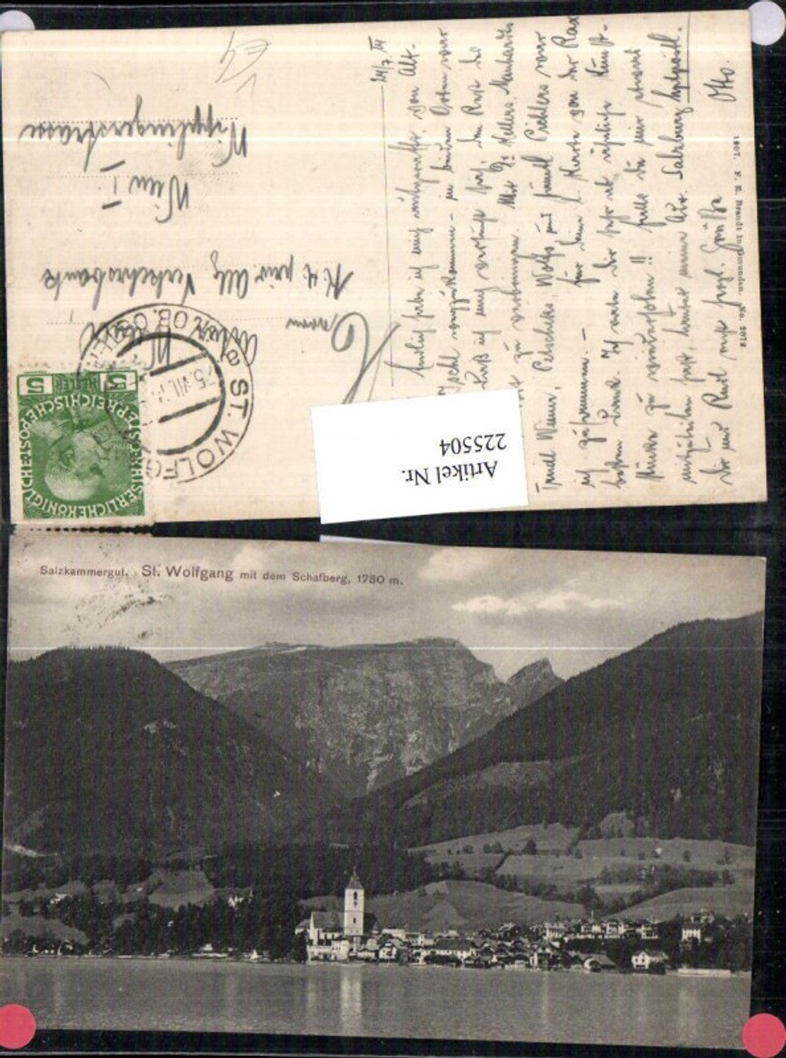 225504,Salzkammergut St. Wolfgang Totale m. d. Schafberg pub F. E. Brandt 2072
