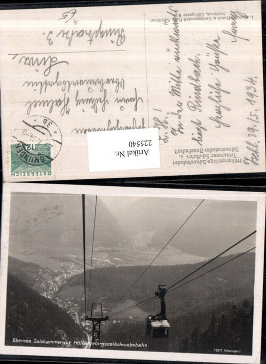 225540,Ebensee Höllengebirgsseilschwebebahn Seilschwebebahn Seilbahn Gondel