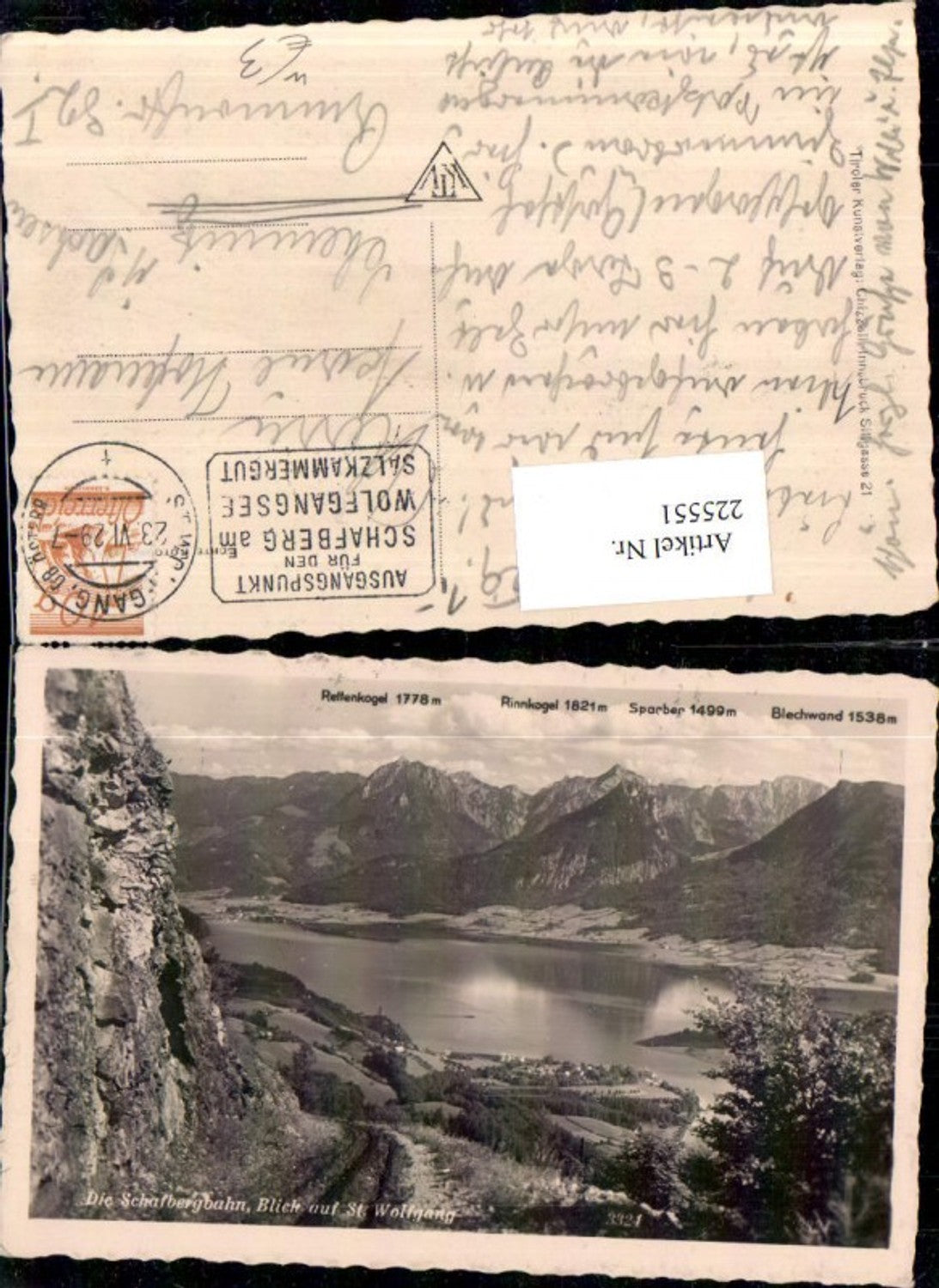 225551,Schafbergbahn Blick auf St. Wolfgang m. Rettenkogel Rinnkogel Sparber u. Blechwand