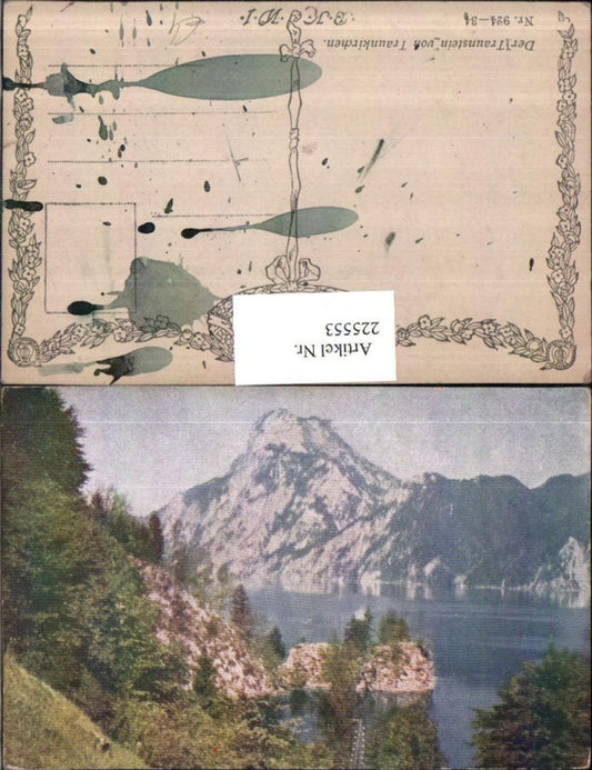 225553,Künstler AK Der Traunstein v. Traunkirchen Partie Bergkulisse