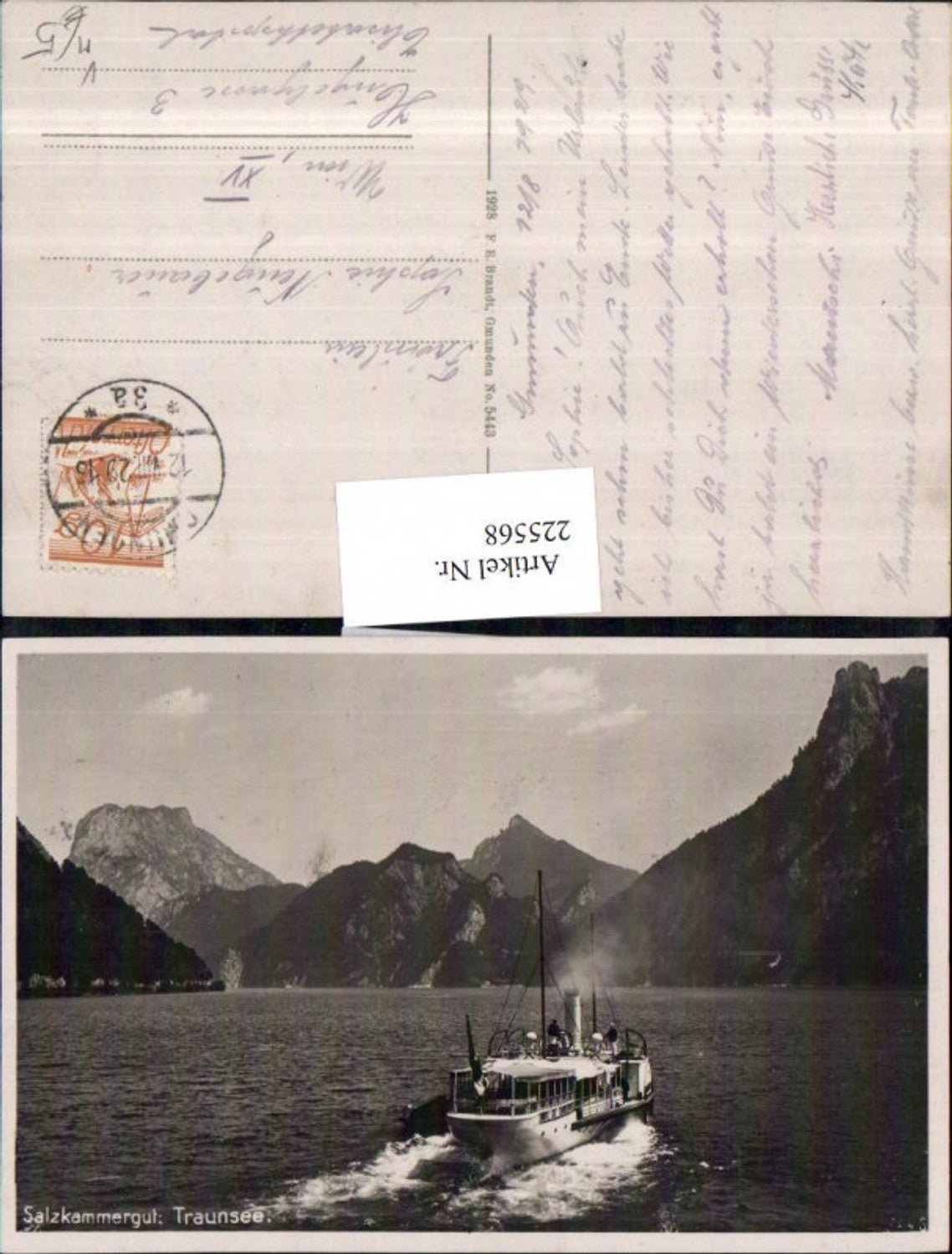 225568,Salzkammergut Traunsee Dampfer pub F. E. Brandt 5443