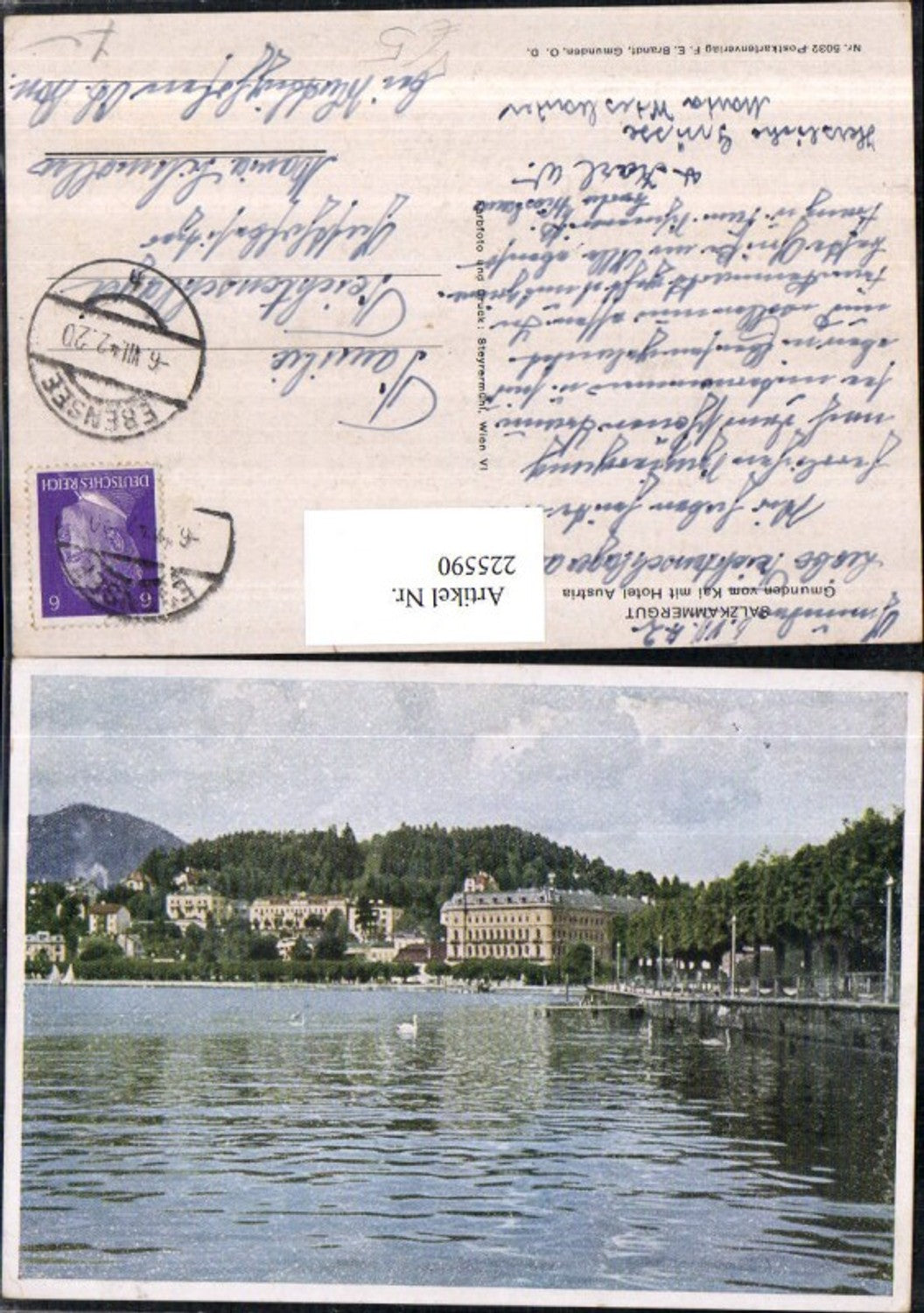 225590,Gmunden v. Kai m. Hotel Austria pub F.E. Brandt 5032