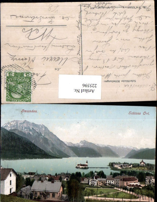 225596,Gmunden Teilansicht m. Schloss Orth pub F. E. Brandt 426