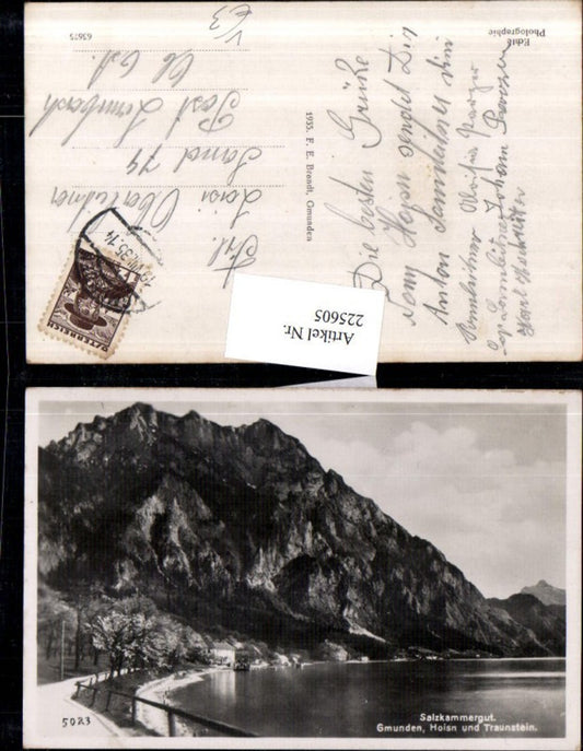 225605,Gmunden Hoisn u. Traunstein Bergkulisse pub F. E. Brandt 5023