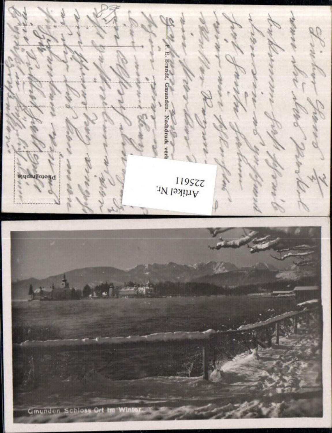 225611,Gmunden Schloss Orth im Winter Partie pub F. E. Brandt