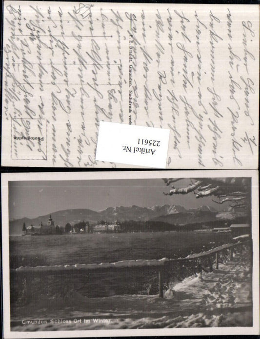 225611,Gmunden Schloss Orth im Winter Partie pub F. E. Brandt