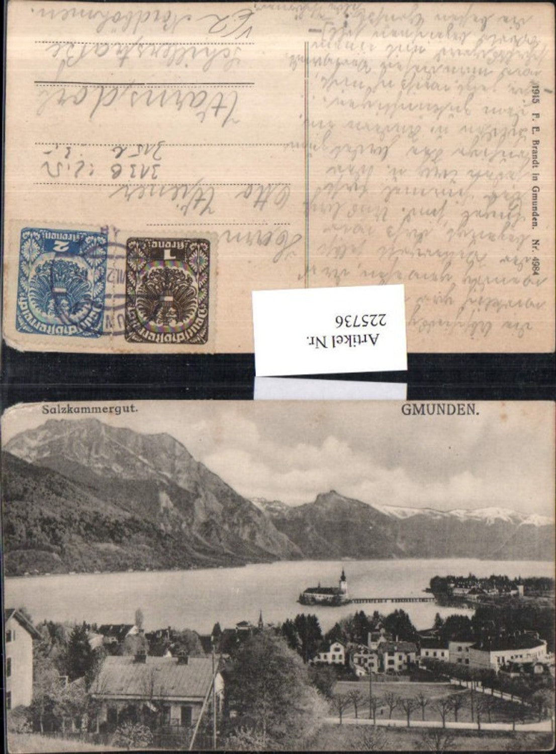 225736,Gmunden Teilansicht m. Schloss Orth pub F. E. Brandt 4984