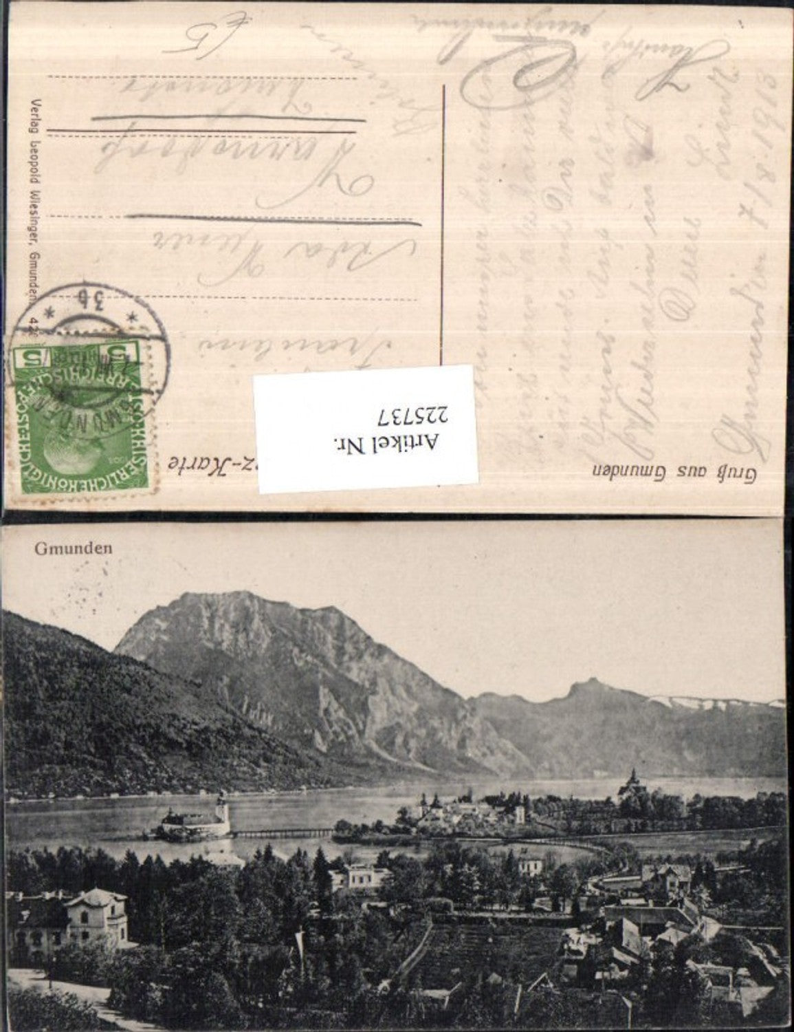 225737,Gruß aus Gmunden Teilansicht m. Schloss Orth