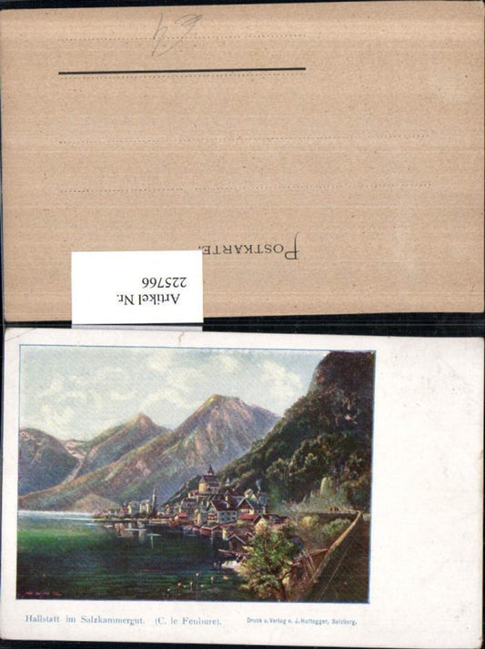 225766,Künstler AK Hallstatt i. Salzkammergut Teilansicht