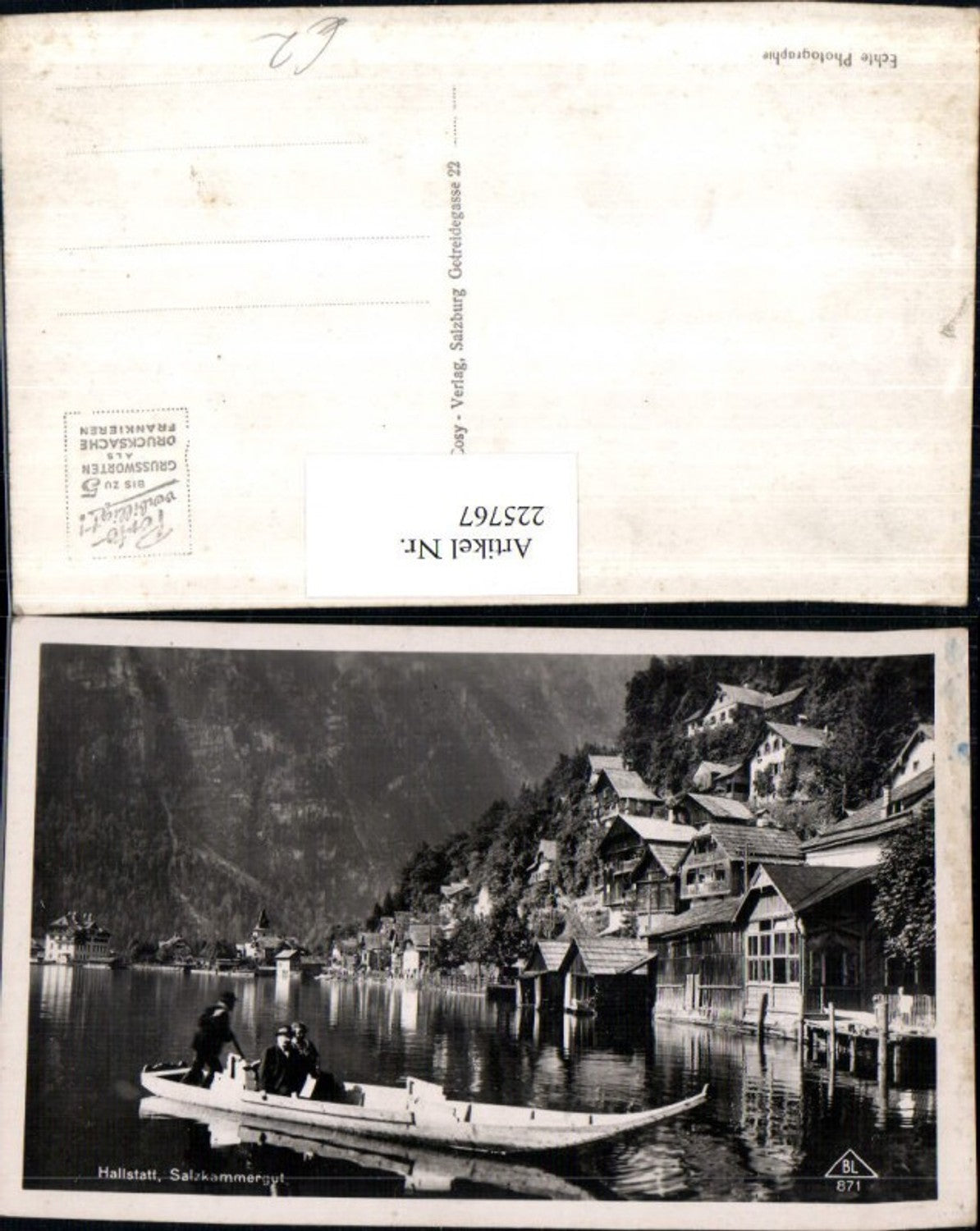 225767,Hallstatt i. Salzkammergut Teilansicht Ruderboot