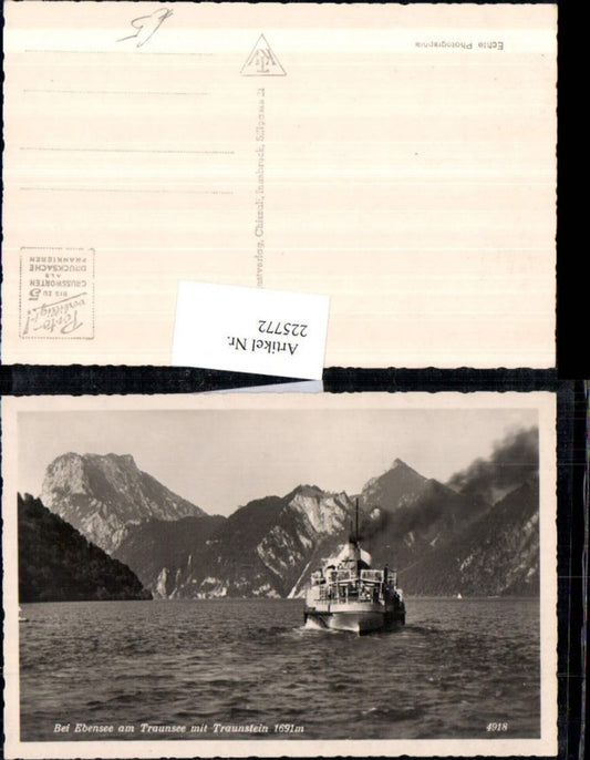 225772,Traunsee m. Traunstein b. Ebensee Bergkulisse Dampfer