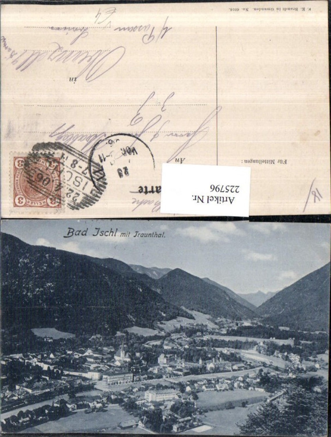 225796,Bad Ischl Totale m. Trauntal pub F. E. Brandt 6016