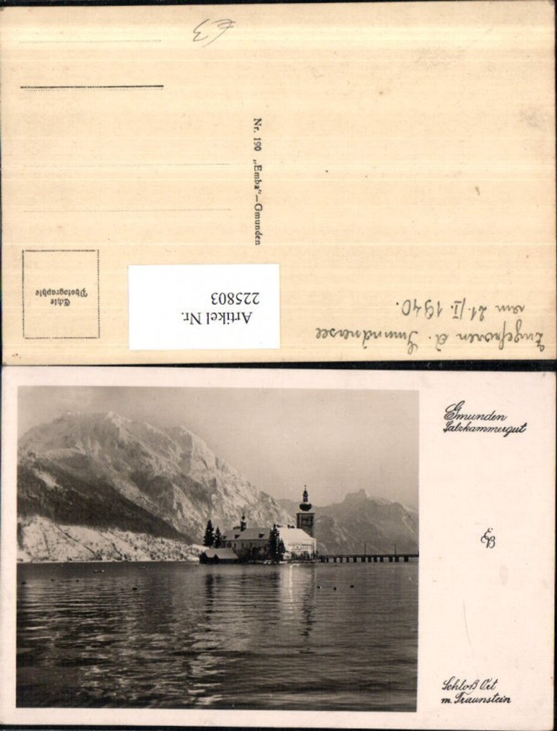 225803,Gmunden Schloss Orth m. Traunstein