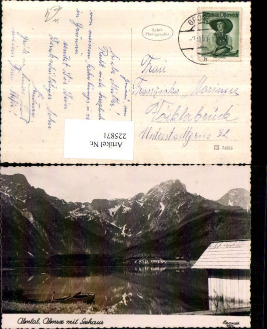 225871,Almtal b. Grünau Almsee m. Seehaus Partie Bergkulisse