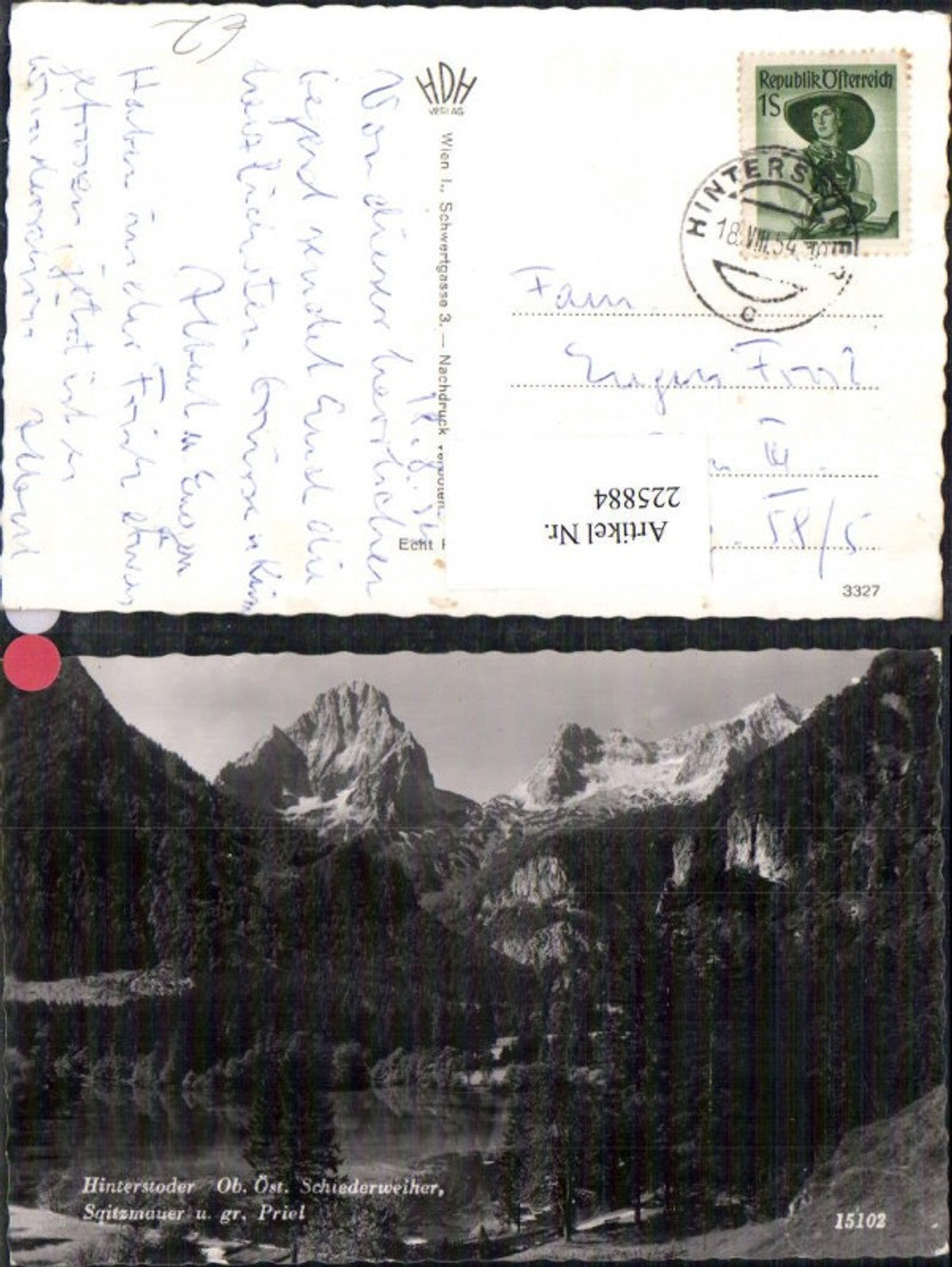 225884,Hinterstoder Schiederweiher Spitzmauer u. Gr. Priel Bergkulisse pub Hubmann 15102