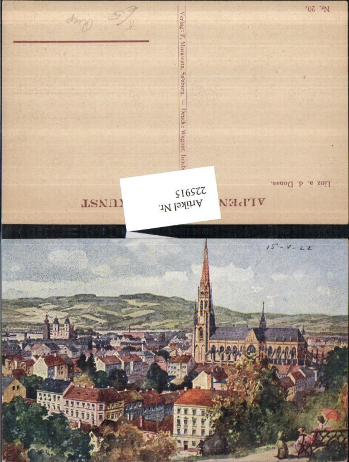 225915,Künstler AK Ruep Linz a. d. Donau Totale Dom Kirche