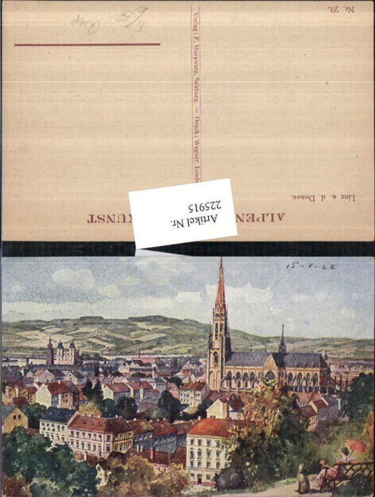 225915,Künstler AK Ruep Linz a. d. Donau Totale Dom Kirche