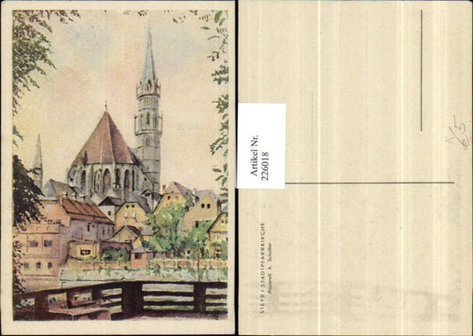 226018,Künstler AK A. Scholler Steyr Stadtpfarrkirche Kirche Aquarell