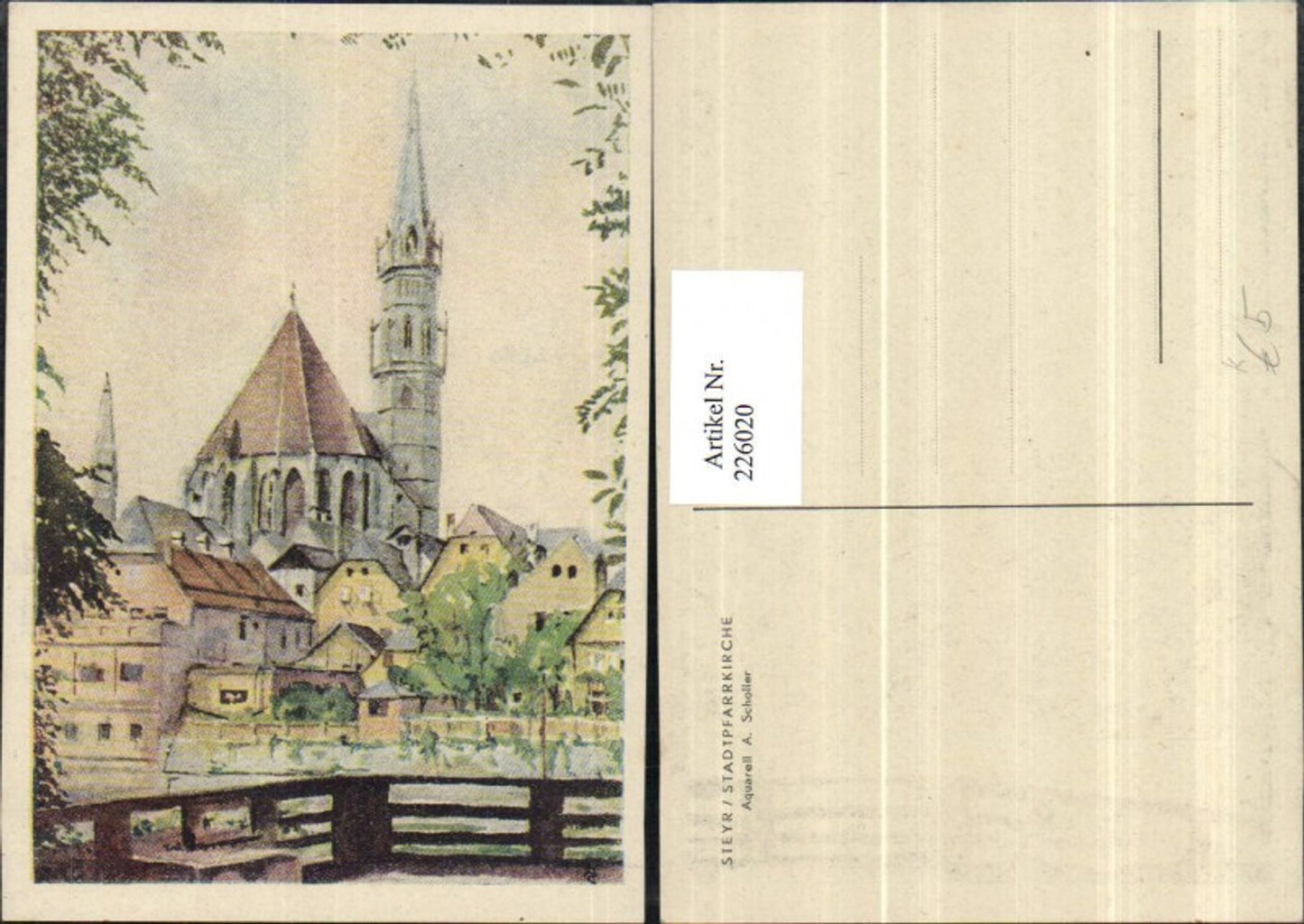 226020,Künstler AK A. Scholler Steyr Stadtpfarrkirche Kirche Aquarell