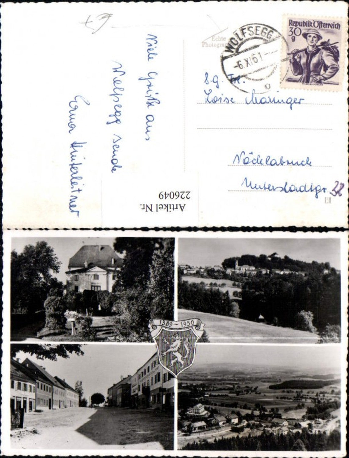 226049,Wolfsberg Totale Straßenansicht Wappen Mehrbildkarte