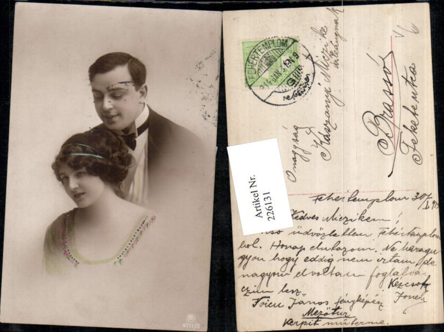 226131,Mann m. Fliege Frau m. Haarreif Portrait pub RPH 4111/3