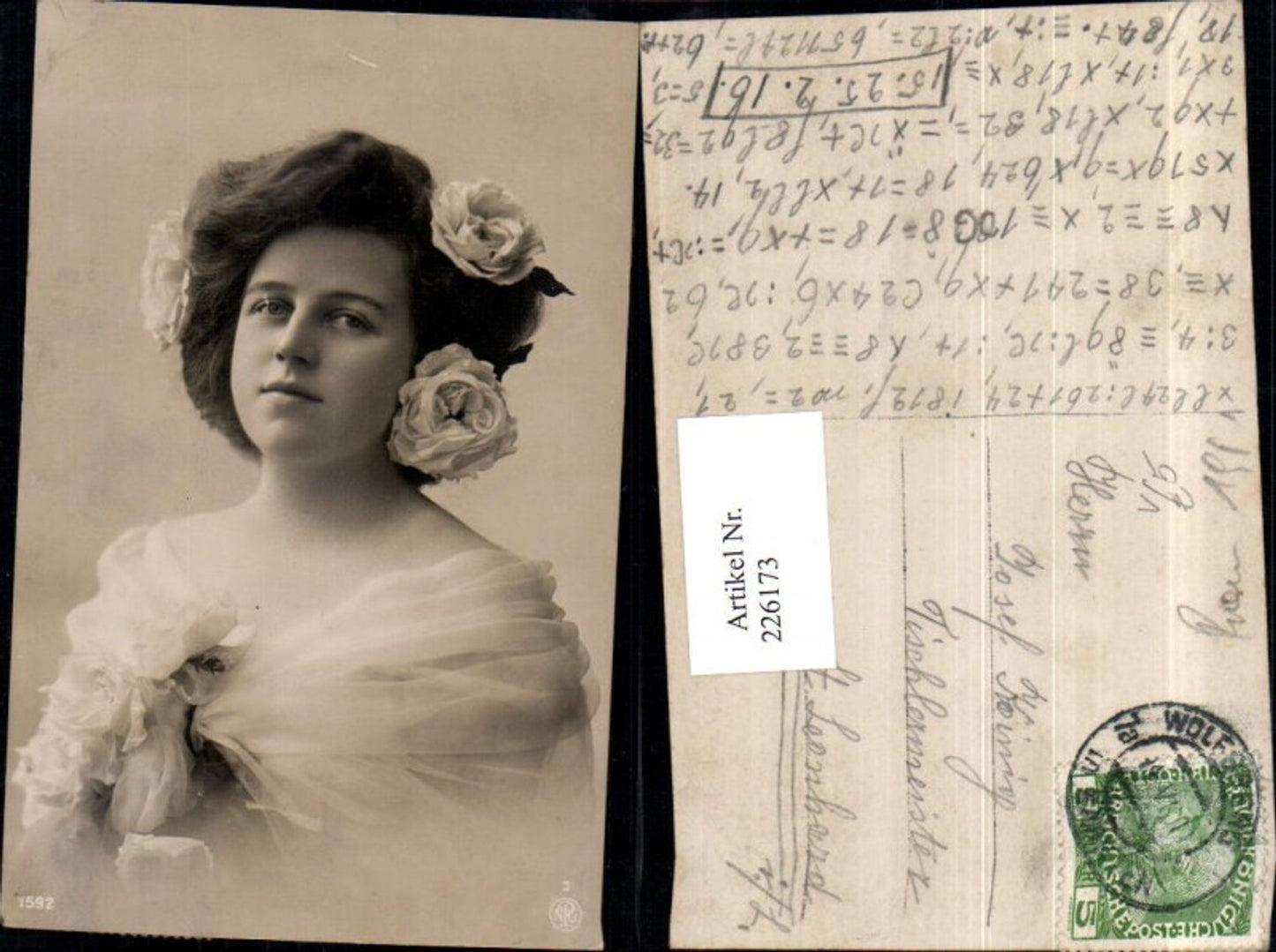 226173, Woman with roses and hair, portrait, pub NPG 1592
