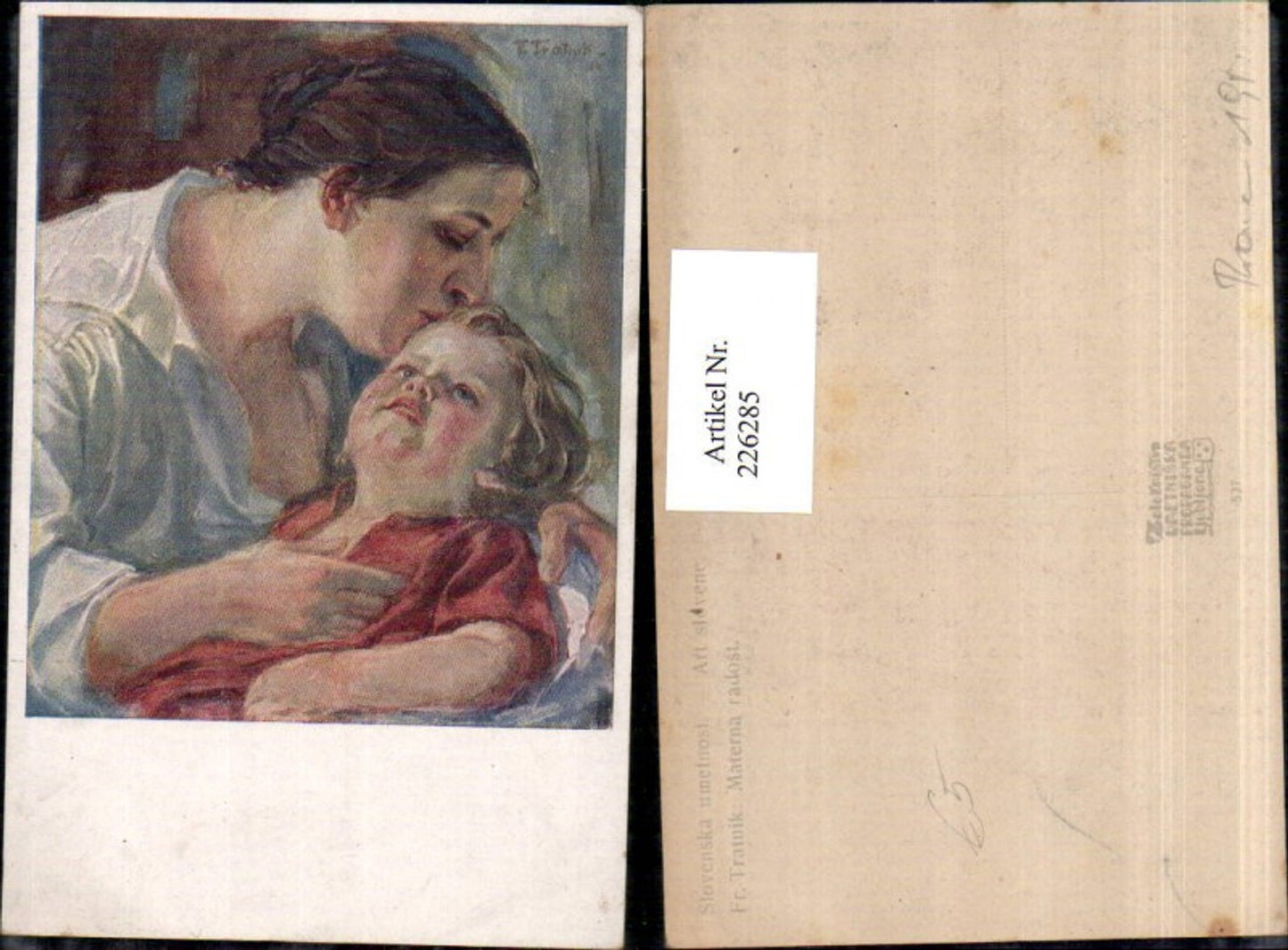 226285,Künstler AK Fr. Tratnk Materna radost Frau Mutter m. Kind Portrait