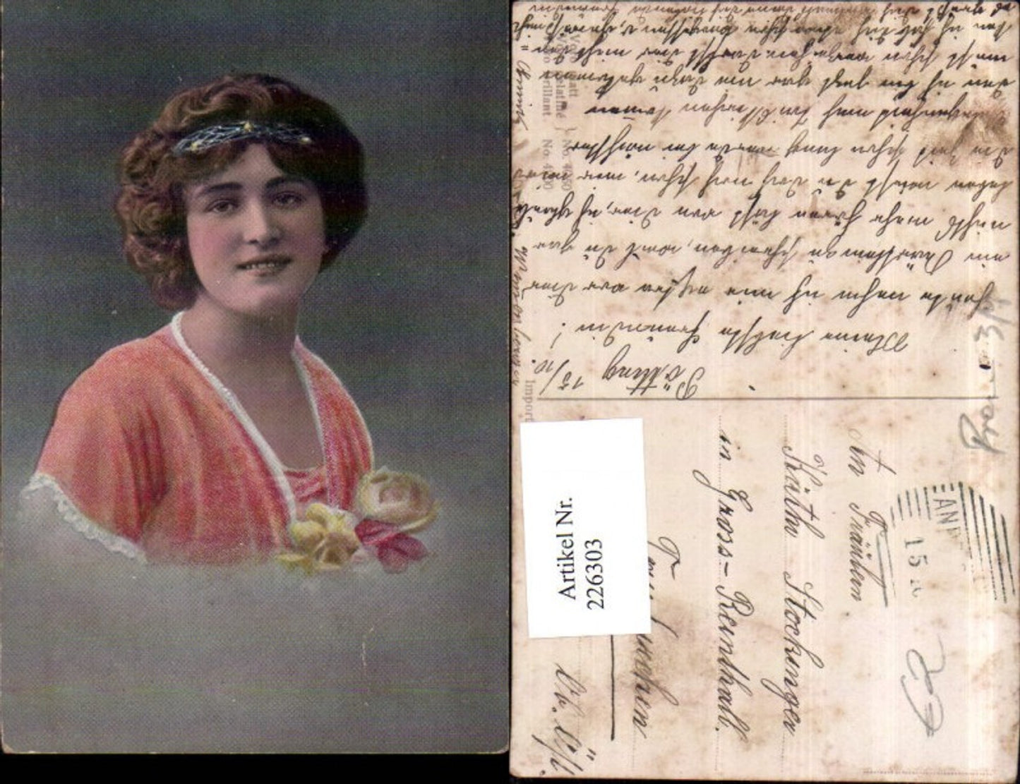 226303,Frau Mädchen m. Haarreif Blumen Portrait