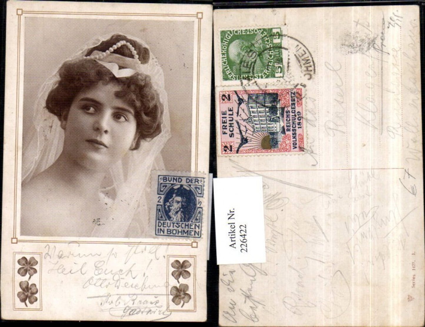 226422, woman with veil pearls portrait