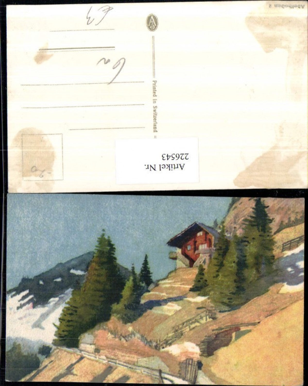 226543,Künstler AK Schweiz Adelboden Berghütte Bergkulisse