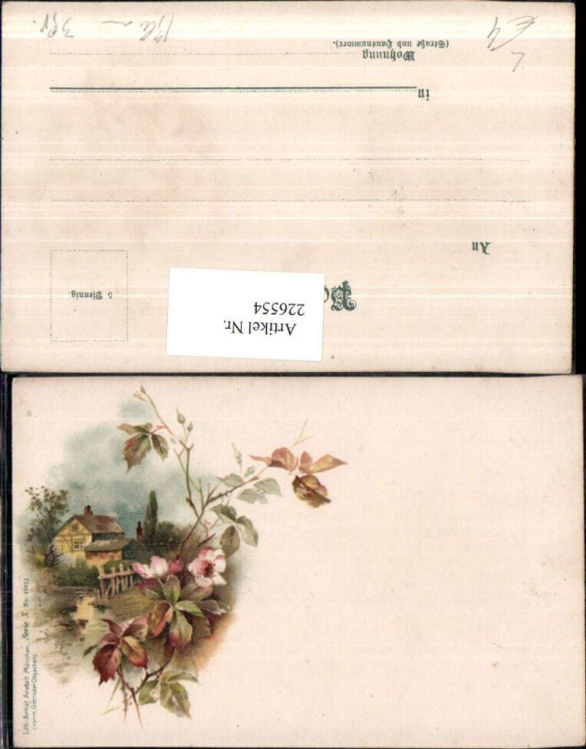 226554,Künstler Litho AK Landschaft Blumen pub Lith-Artist München 10/16253