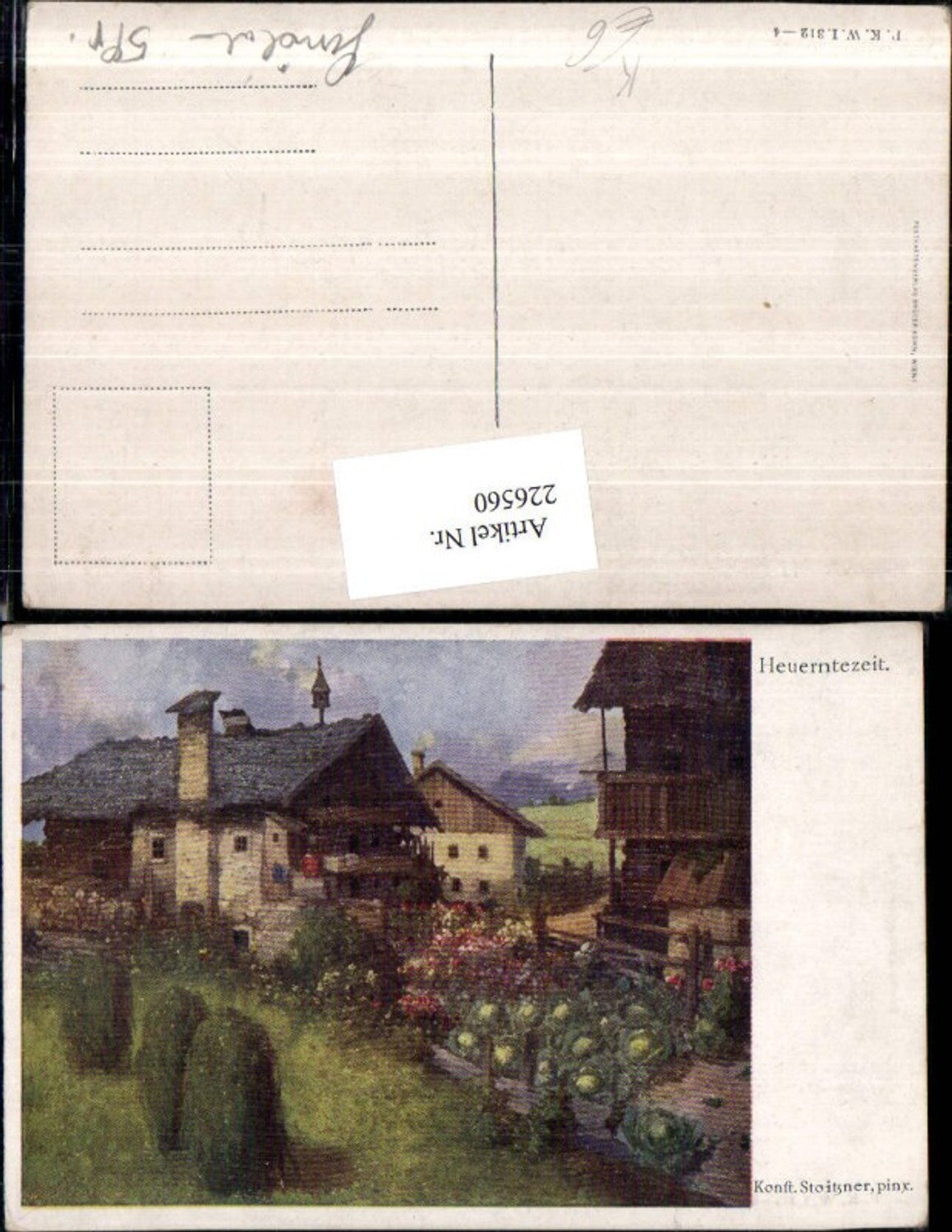 226560,Künstler AK Konst. Stoitzner Heuerntezeit Häuser